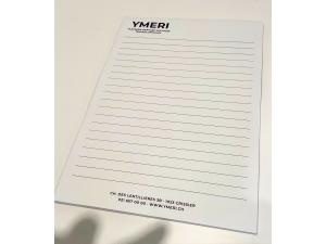 Bloc papier avec impression couleur sur le 50 pages du bloc pour Ymeri � Crissier